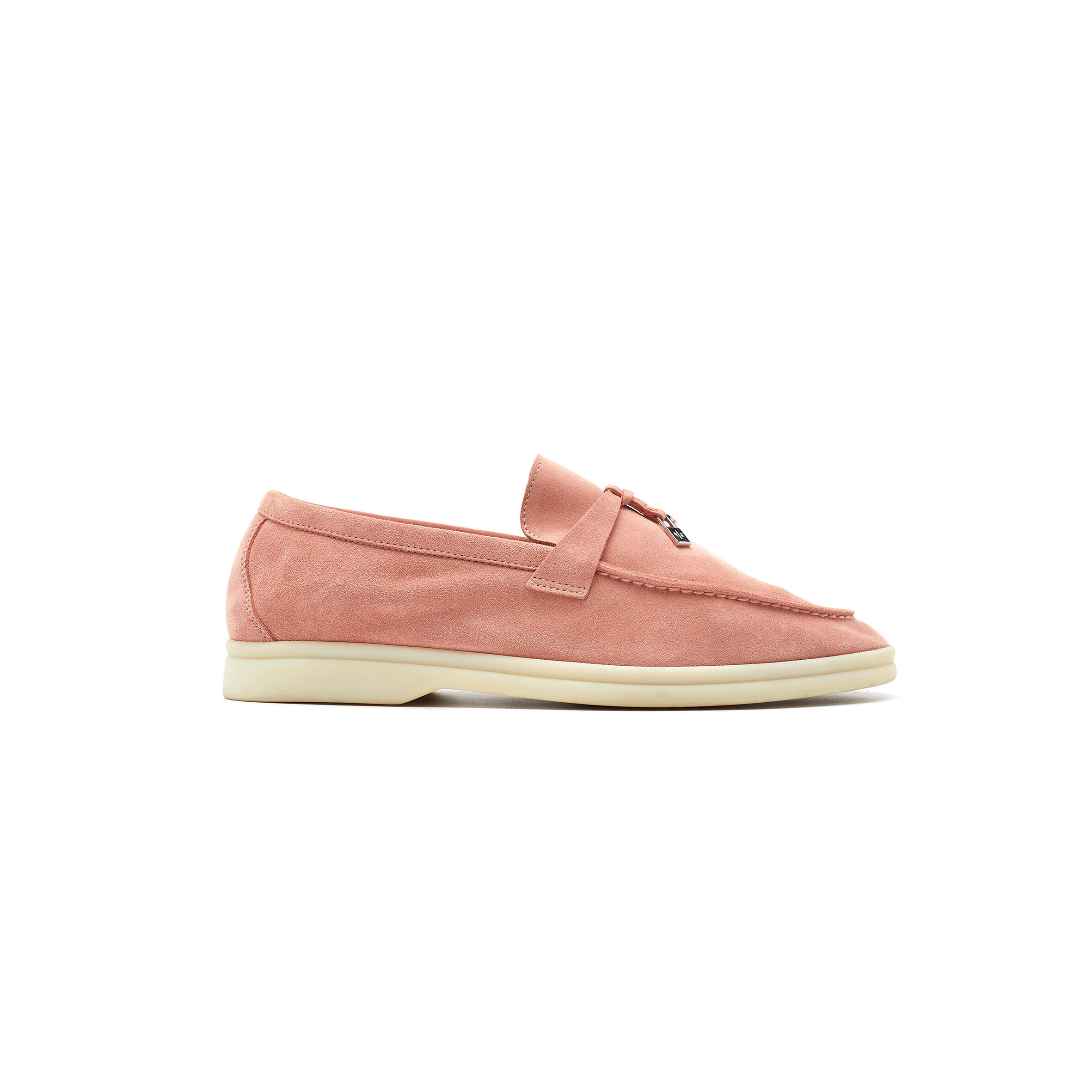 LORO PIANA PINK SUEDE SUMMER CHARMS WALK SLIP ON LOAFERS FAE5444303J